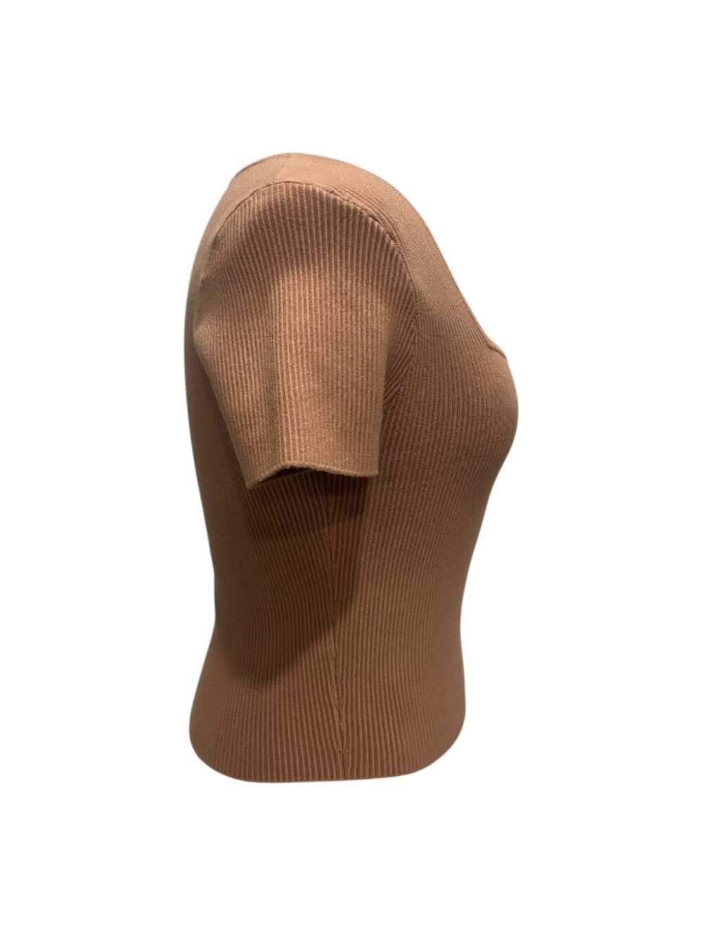 Abercrombie & Fitch Ribbed Knit Square Neck Top Women’s Medium Brown Short Sleev - Picture 6 of 12